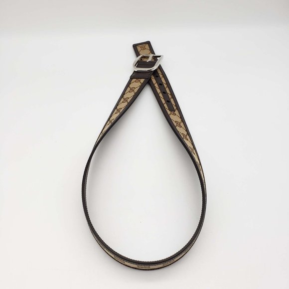 100% Authentic Gucci GG Leather Canvas Brown Belt - Picture 5 of 9